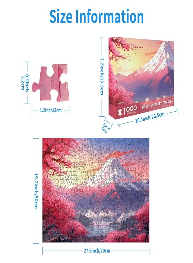 CHengQiSM 1000 Piece Puzzle for Adults Iceberg Sakura Jigsaw Puzzles 1000 Pieces Cherry Blossom Puzzles for Adults 1000 Pieces Mount Fuji Oil Painting Pieces Jigsaw Puzzles for Teens Seniors Brain Teaser - Image 3